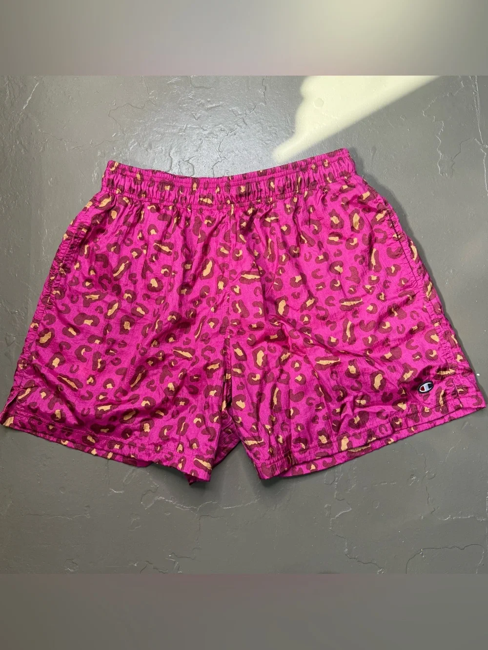 Champion Pink Leopard Print Athletic Shorts - Men’s Large - Y2K